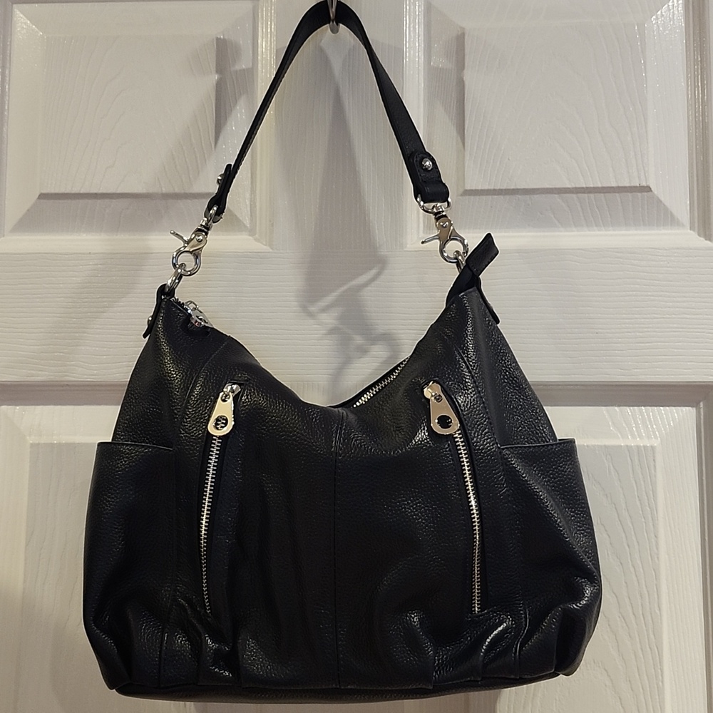 HESHE LEATHER BAG SHOULDER SATCHEL BAG HOBO SHOULDER TWO SIDE POCKETS WITH ZIP